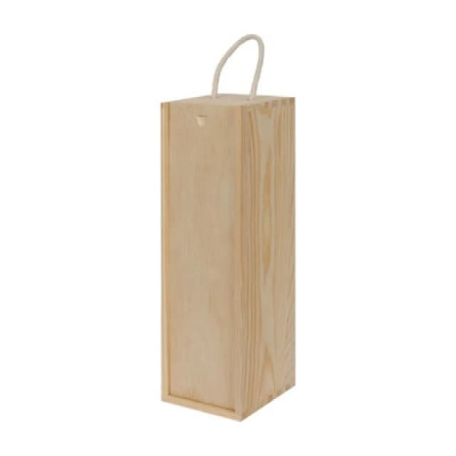 Harbour Housewares Single Bottle Wooden Wine Box - Natural - 1X Wooden Storage Holder Display Carrier Crate (Empty)