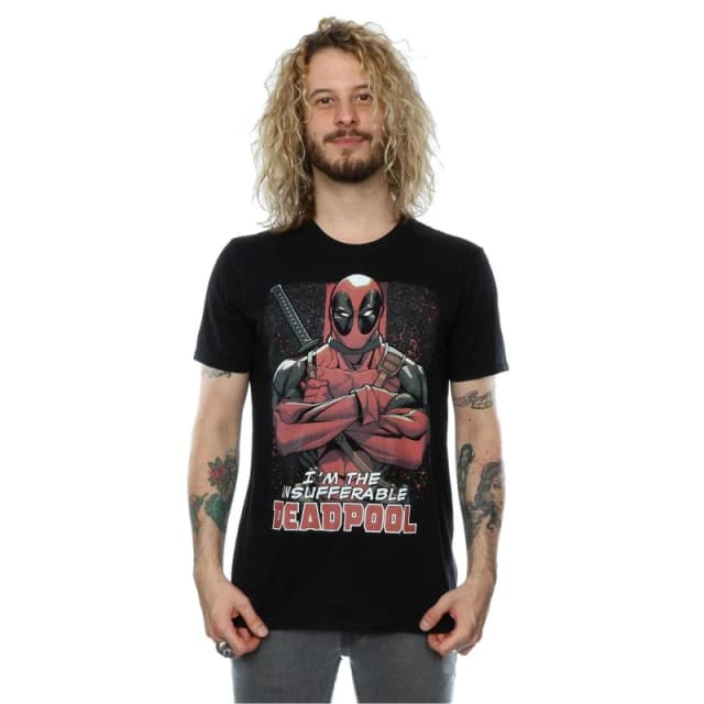 Marvel Marvel Men Deadpool Crossed Arms T-Shirt in Black Size: Small Black S Male 5057068042386