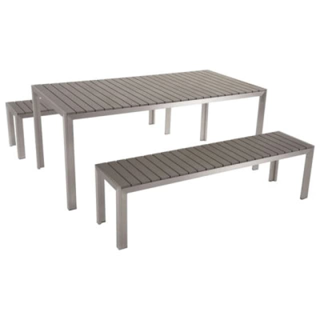 Beliani Garden Dining Set With Benches 6 Seater Nardo Grey