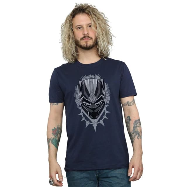 Marvel Marvel Men Black Panther Head T-Shirt in Navy Size: Small Navy S Male 5057736578797