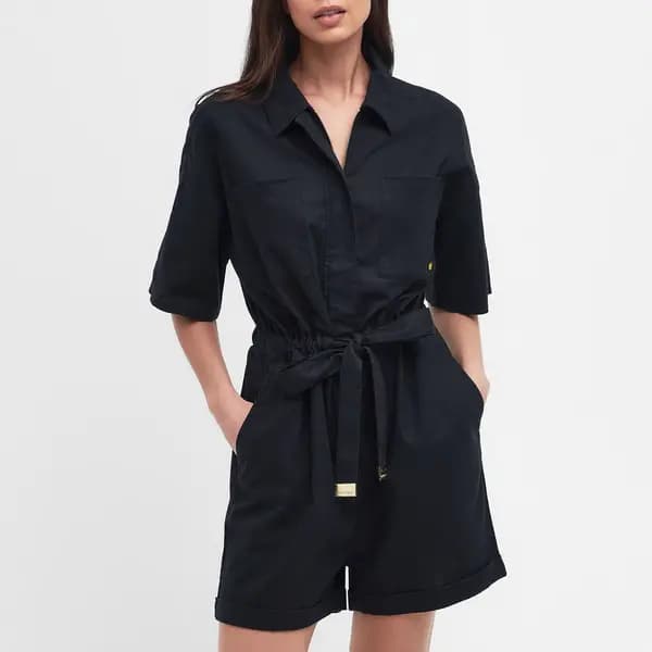 Barbour International Rosell Linen and Cotton-Blend Playsuit - UK 18