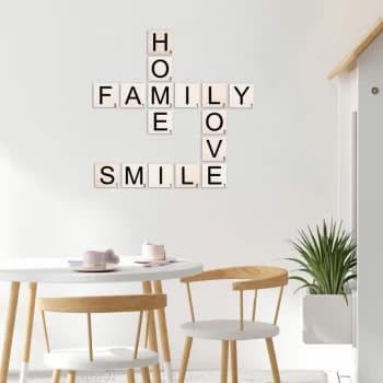 Scrabble Set - 5 Black White Decorative Wooden Wall Accessory