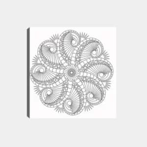 MANDALA46 White Black Decorative Canvas Painting