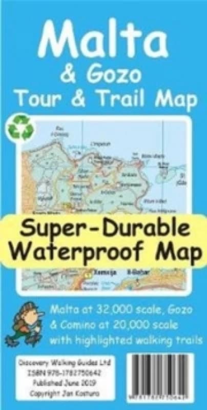 Malta and Gozo Tour and Trail Map Sheet map