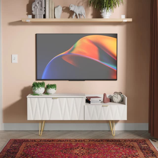 Ready Assembled 2 U Dallas 2 Drawer Coffee TV Unit (Ready Assembled) in Taupe Unisex