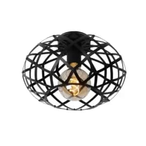 Wolfram Modern Flush Ceiling Light - Ø30cm - 1xE27 - Black