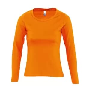 SOLS Womens/Ladies Majestic Long Sleeve T-Shirt (M) (Orange)