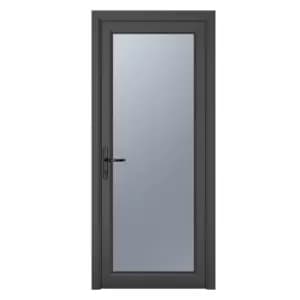 Crystal uPVC Obscure Single Door Full Glass Right Hand Open 840mm x 2090mm Obscure Glazing - Grey