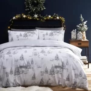 Furn. Midwinter Toile Duvet Cover and Pillowcase Set Snow White