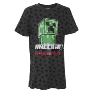 Minecraft Childrens/Kids Creeper All-Over Print T-Shirt (11-12 Years) (Grey)