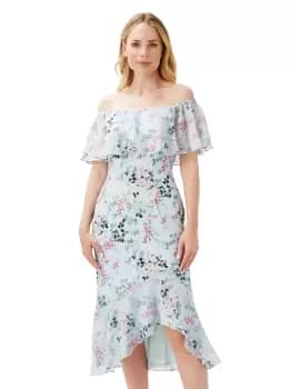 Print Off Shoulder Midi Dress