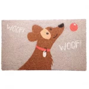 WOOF WOOF Catch Patch Dog Design Coir Door Mat