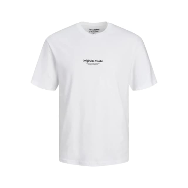 jack & jones Slogan Print Cotton T-Shirt with Crew Neck White Men L;S