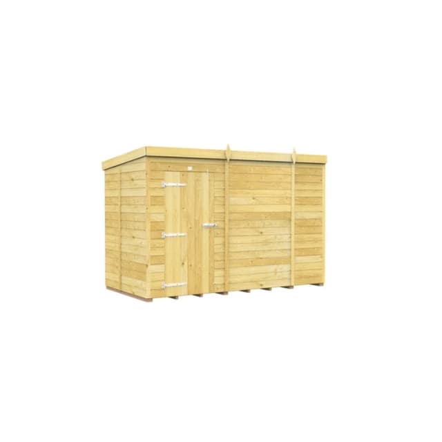 Buttercup Farm 10 x 5 Feet Pent Shed - Single Door W/O Window - L147 x W302 x H201cm in Brown Brown Unisex