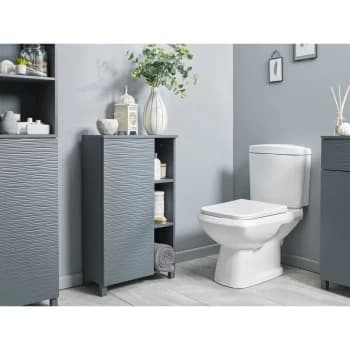 Grey Ripple Bathroom Console Storage Unit Cabinet - Grey