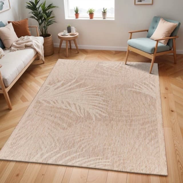 Livabliss In- & Outdoor Coastal Jute-Look Beige Vanessa Area Rug 160 X 213cm - Easy To Clean, Perfect For Balcony, Kitchen Or Dining Room