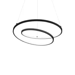 OZ Dimmable Swirl 60cm Integrated LED Pendant Ceiling Light Black, 3000K
