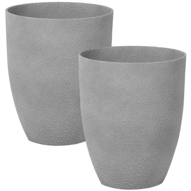 Beliani Set Of 2 Plant Pots Croton 35cm Grey