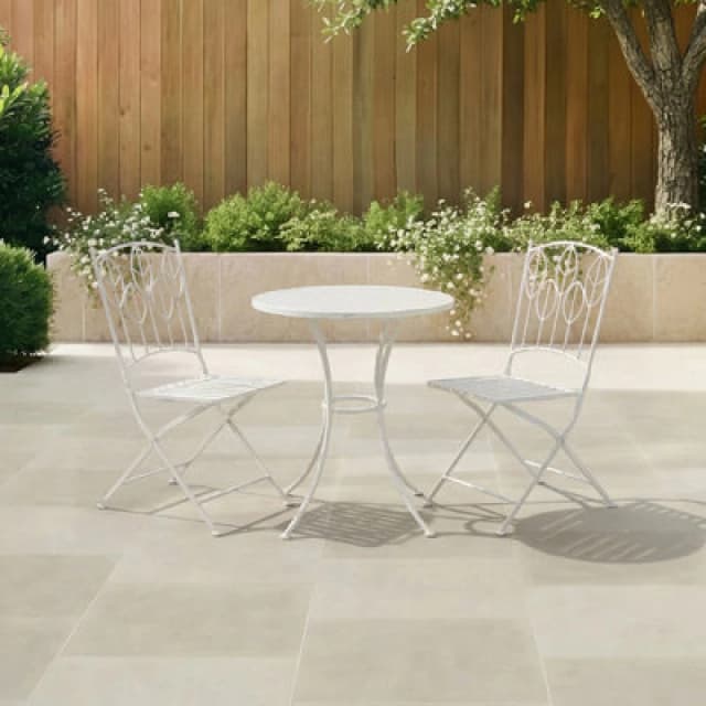 Charles Bentley Antique White Leaf Design Rustic Metal Garden Bistro Set