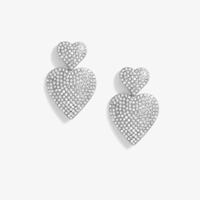 Mood Silver Crystal Double Heart Drop Earring Jewellery Sets One Size Silver 42515611000