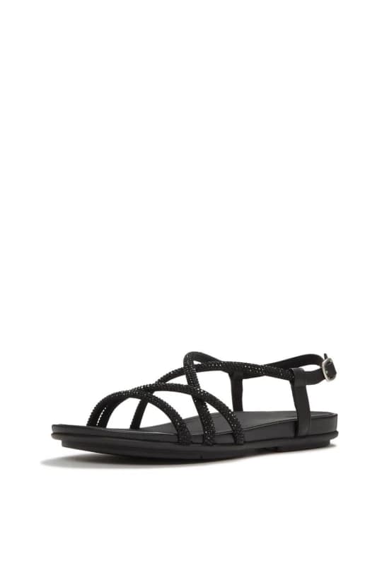FitFlop Womens Gracie Crystal Sandals in Black Size: 4 Black Female 4