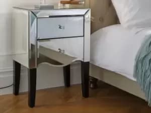 Birlea Palermo 2 Drawer Small Mirrored Bedside Cabinet Assembled