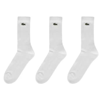 Lacoste 3 Pack Crew Socks - White