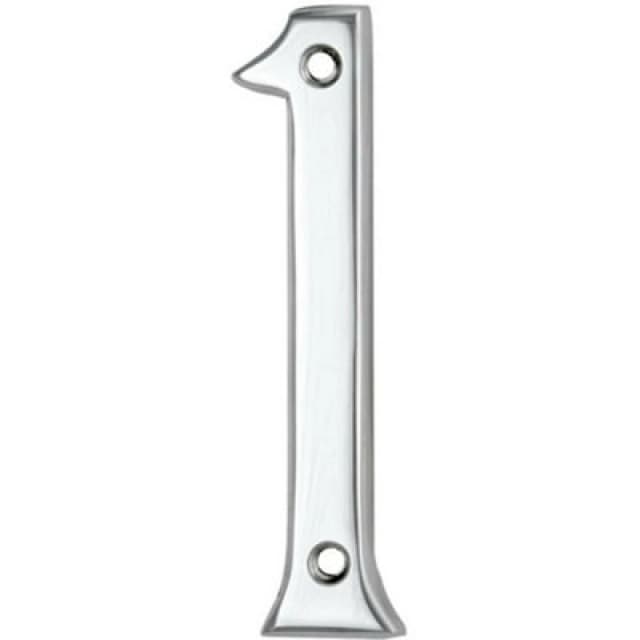 Loops Polished Chrome Door Number 1 75mm Height 4mm Depth House Numeral Plaque Multi
