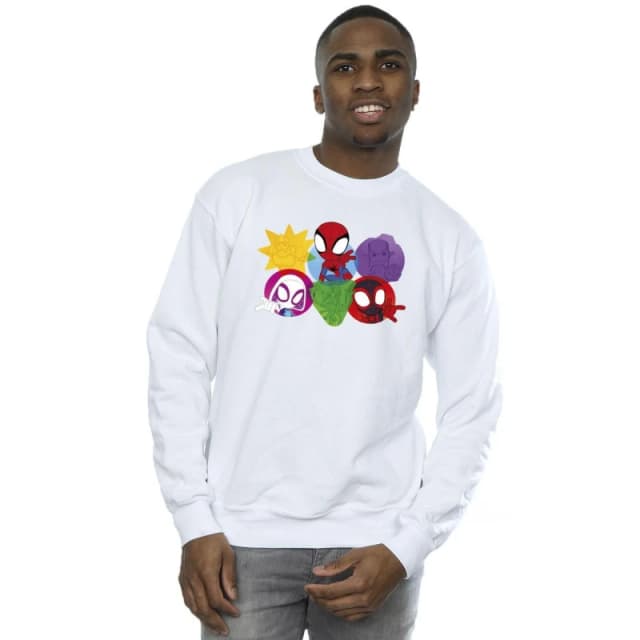 Marvel Marvel Men Spidey And His Amazing Friends Faces Sweatshirt in White Size: Small White S Male 5063376192699