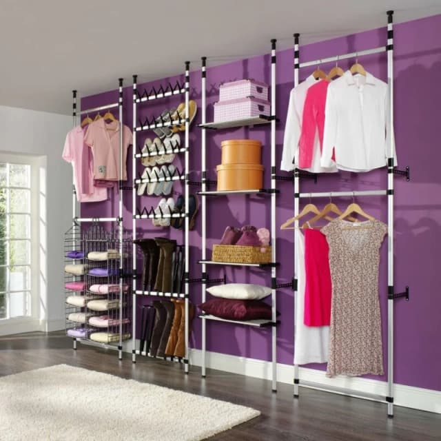 VIDAXL Telescopic Wardrobe System with Rods and Shelf Aluminium Vidaxl 8720286041727