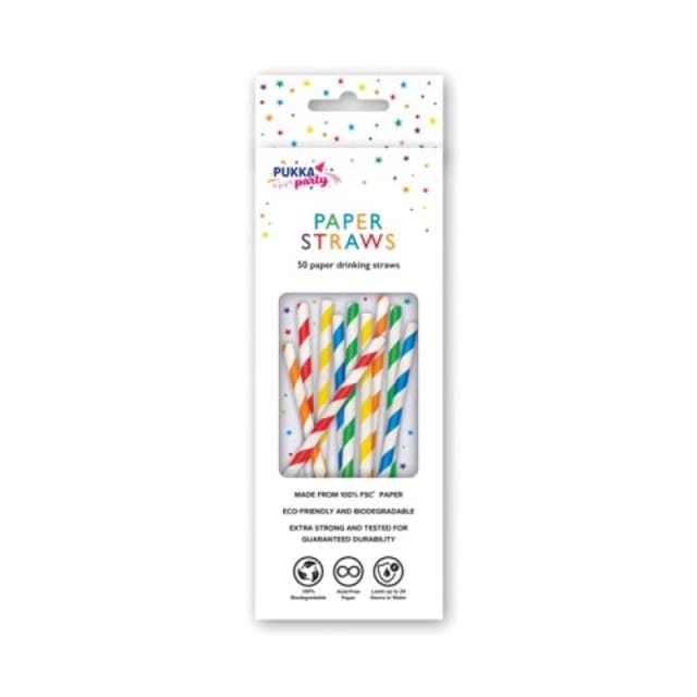Pukka Party Striped Drinking Straws (50 Pack) PTY578