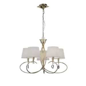 Mara Pendant 5 Light E14, French Gold With Ivory White Shades