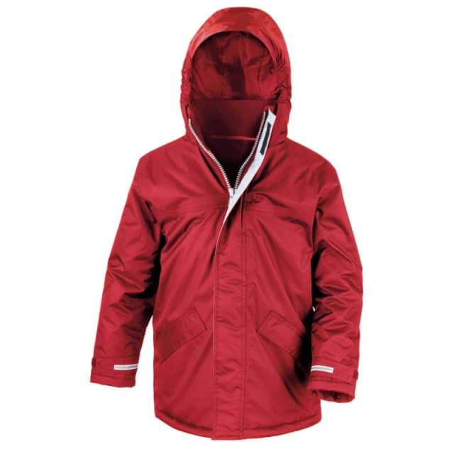 Result Core Plain Black Parka in Red Size: 3-4 Years Red Unisex 3-4 Years