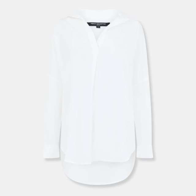 French Connection Rhodes Recycled Crepe Popover Shirt - White White 6
