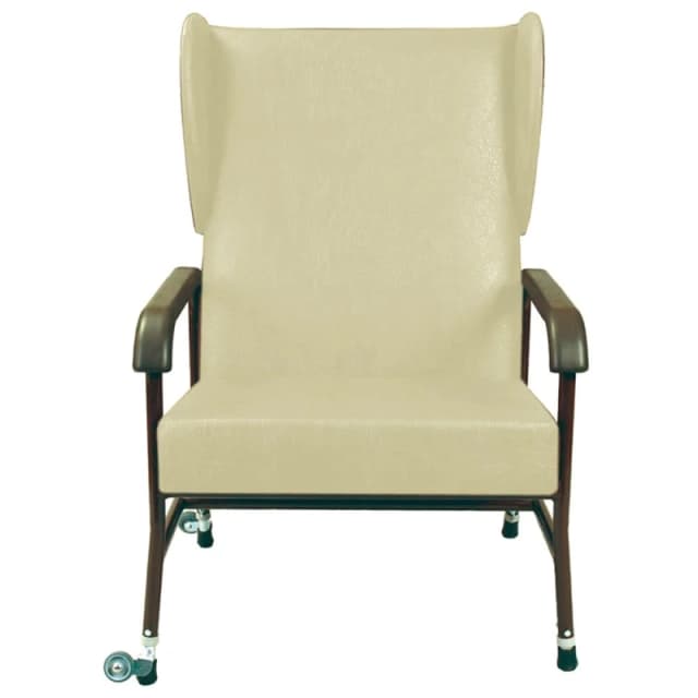 Loops High Back Bariatric Chair - Height Adjusable - Transfer Wheels - Cream Vinyl Multi