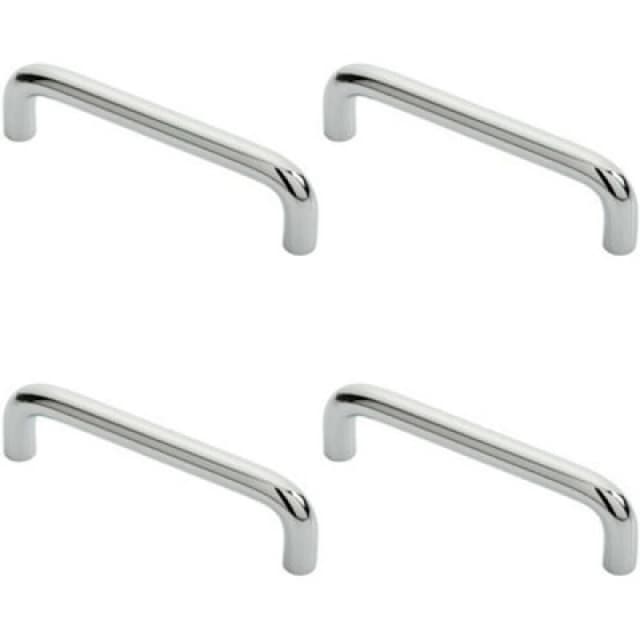 Loops 4x Round D Bar Cabinet Pull Handle 106 x 10mm 96mm Fixing Centres Chrome Multi unisex
