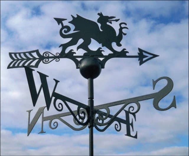 Poppy Forge Welsh Dragon Weathervane - Solid Steel - W61 X H88cm - Black