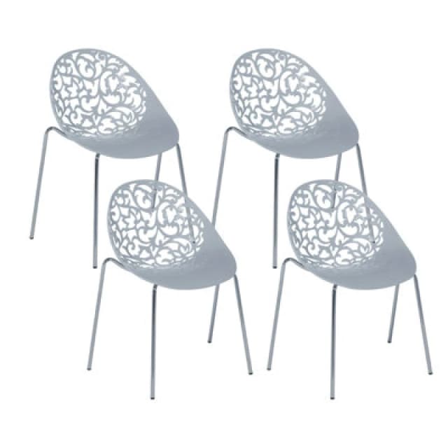 Beliani Set Of 4 Dining Chairs Mumford Light Grey