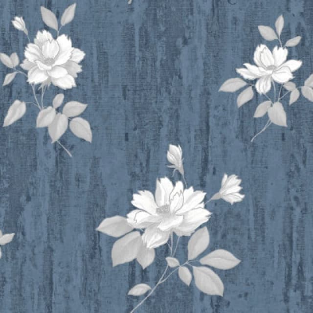 Darcy James Oleana Floral Blue Wallpaper 10m x 53cm, Blue 703073