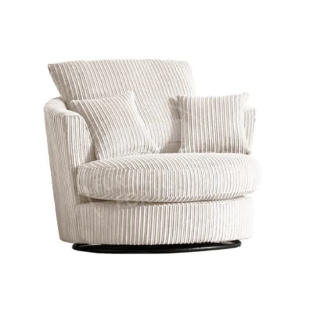 Furnishings For Less UK Luxor Jumbo Cord Cream Fabric Single Seater 360 Degree Swivel Chair Sofa Accessory