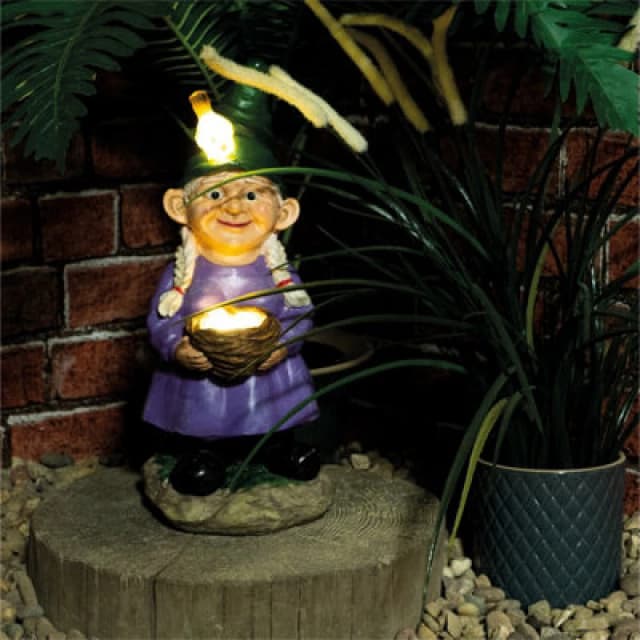 Netagon Garden Outdoor Solar Powered Light Up Gnome Egg Basket Ornament Decoration
