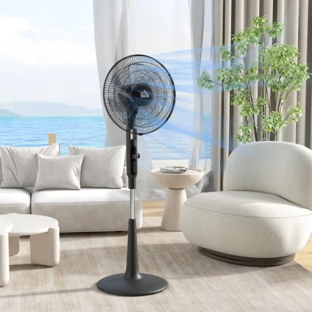 HOMCOM 12V dc Standing Fan with 75掳 Oscillation Mosquito Repellent Function - Homcom 5056725539849