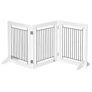 Pawhut Foldable Wooden Pet Gate for Small Dogs - White