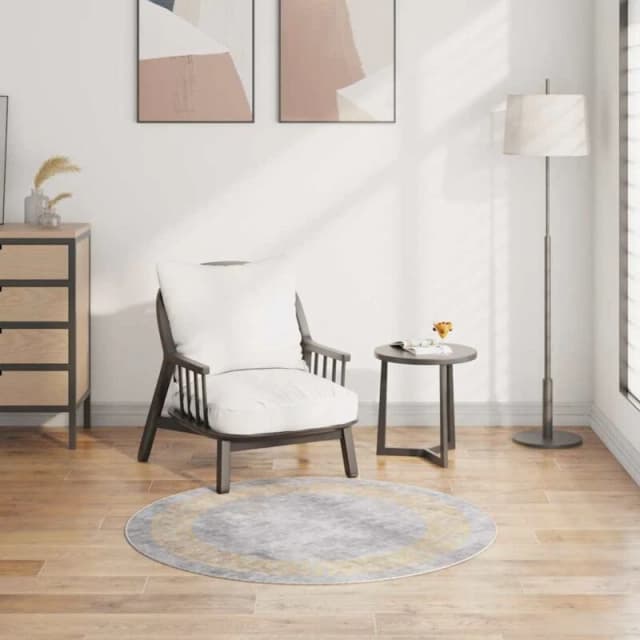 VIDAXL Rug Washable φ120cm Grey Anti Slip Vidaxl 337939