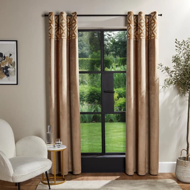 Homelife Velvet Top Panel Curtains - Nude Nude One Size