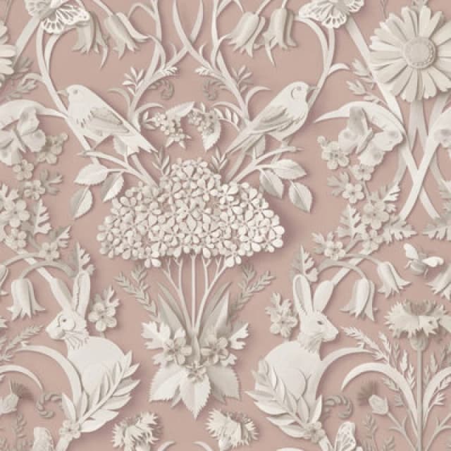 FINE DECOR Woodland Pink Wallpaper Floral Leaves Animal Print Feature Wall - Fine Decor WL-FD43607