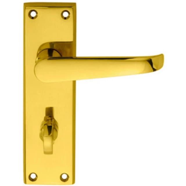 Loops PAIR Straight Victorian Lever on Bathroom Backplate 150 x 43mm Polished Brass Metallics