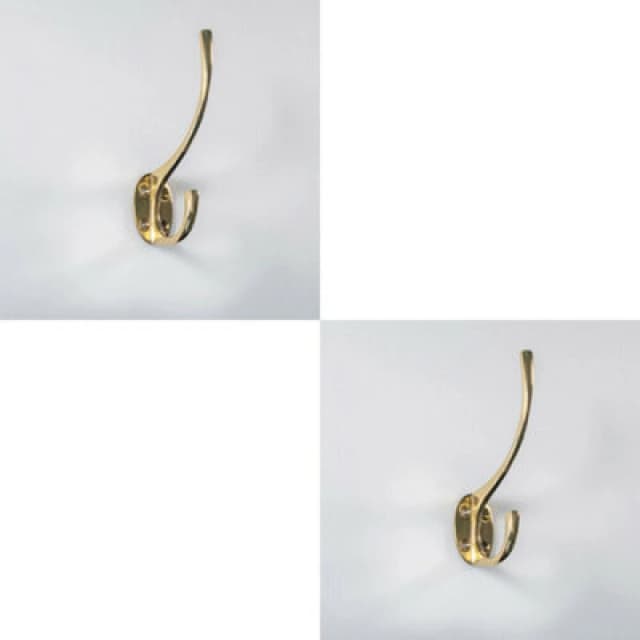 Loops 2x Victorian Hat & Coat Hook on Oval Backplate 64mm Projection Polished Brass Metallics