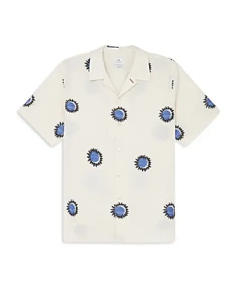 Ps Paul Smith Embroidered Cotton Blend Camp Shirt