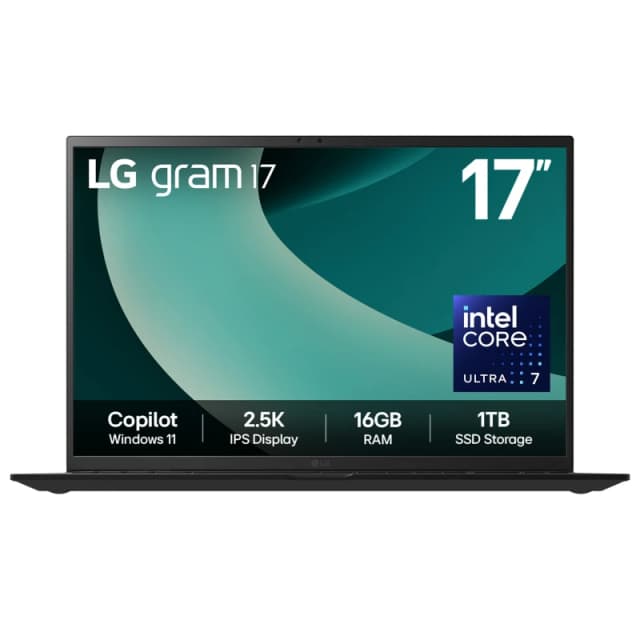 LG gram Hybrid AI 17Z90T-G 17" Laptop - Intel Core Ultra 7, 1TB SSD, 16GB RAM - Obsidian Black